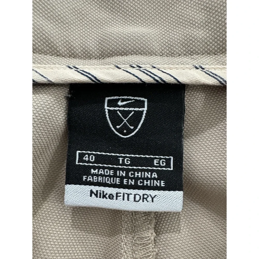 Nike Fit Dry Chino Golf Pleated Shorts Khaki Mens 40x10 Beige Belt Loops